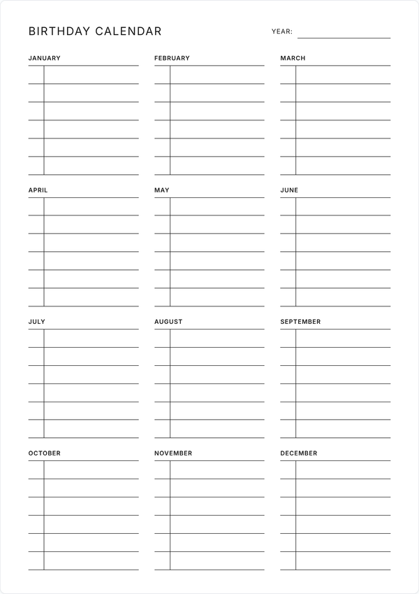 Birthday Calendar Preview
