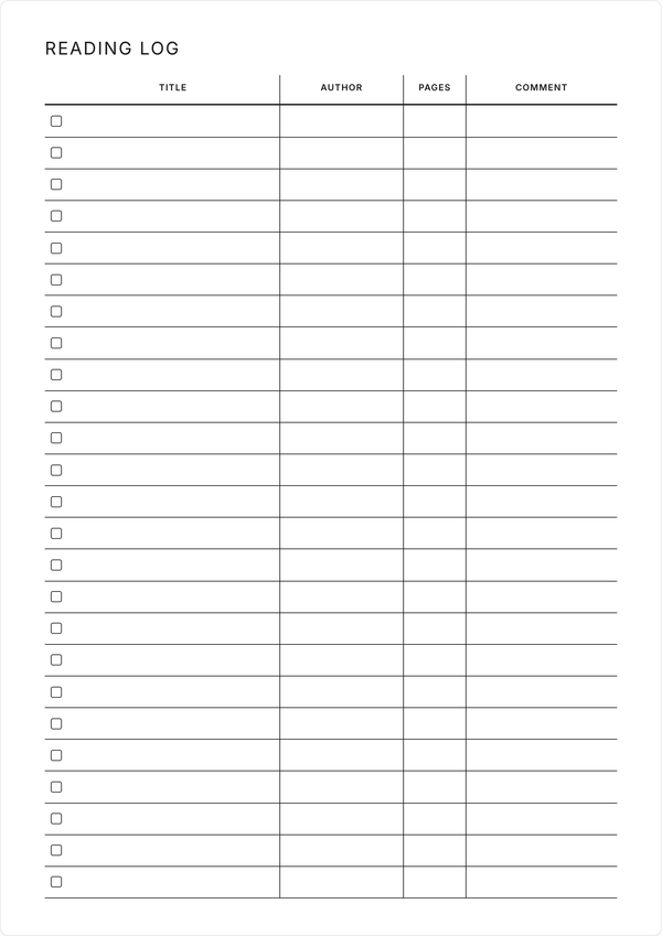 Reading Log Preview