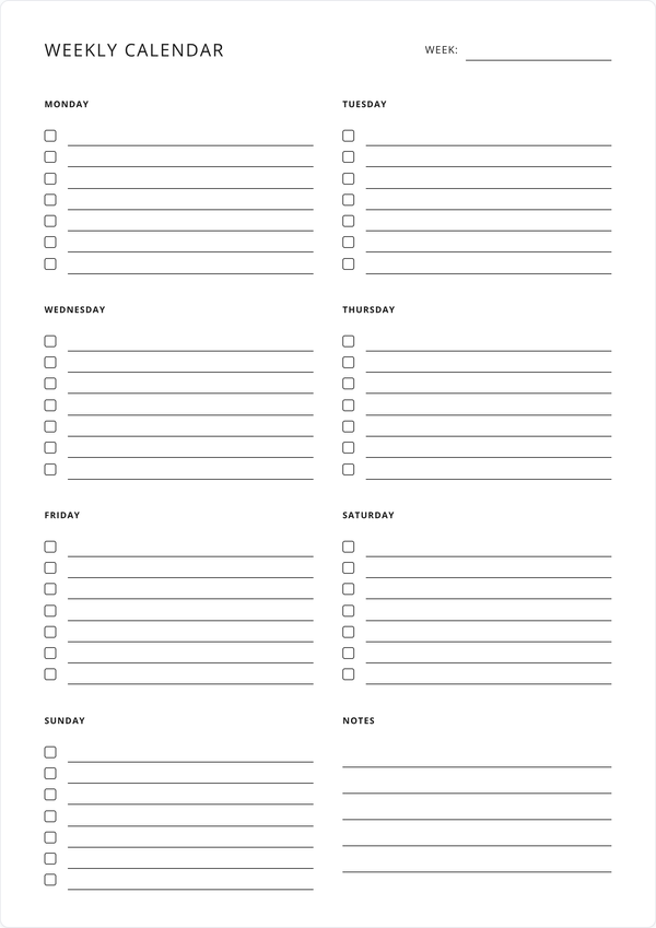 Weekly Calendar Preview