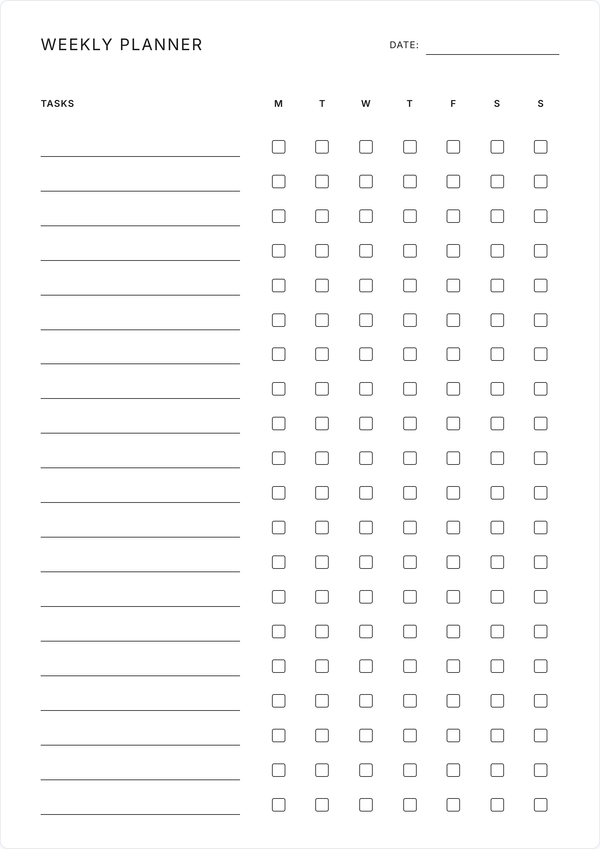 Weekly Checklist Planner Preview
